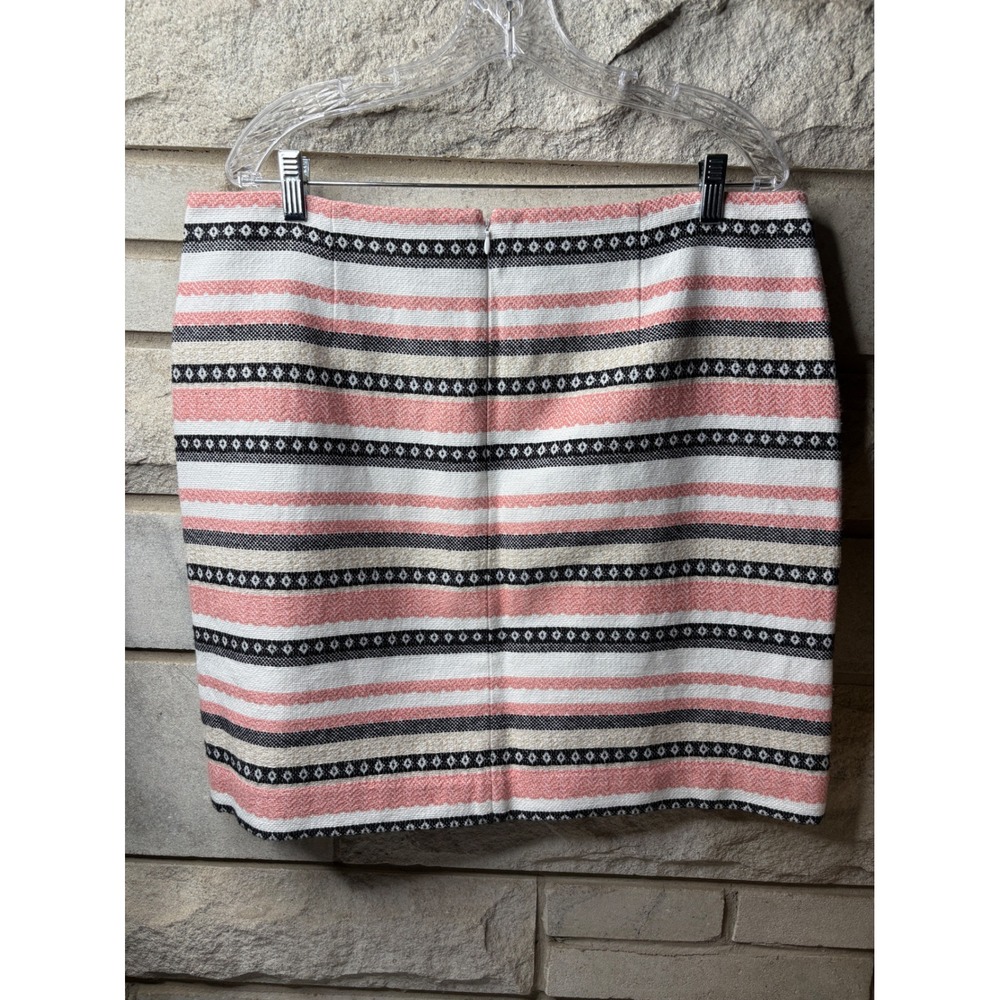 Loft‎ Outlet Womens Pink Black White Striped Geometric Woven Mini Skirt Size 16 - Picture 3 of 7